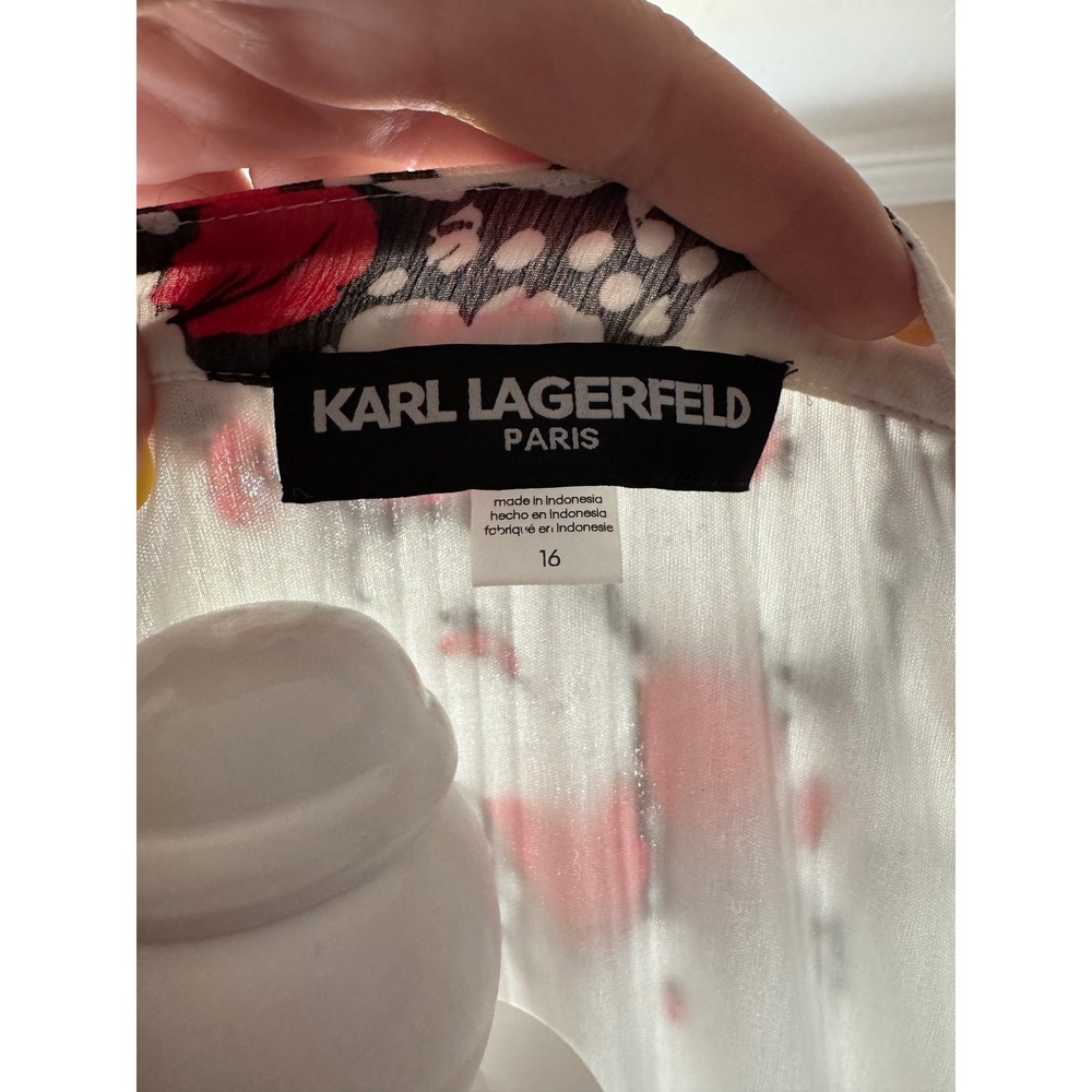 NWT KARL LAGERFELD PARIS Women's Crinkle-Chiffon Printed Dress Size 16 - Picture 6 of 7